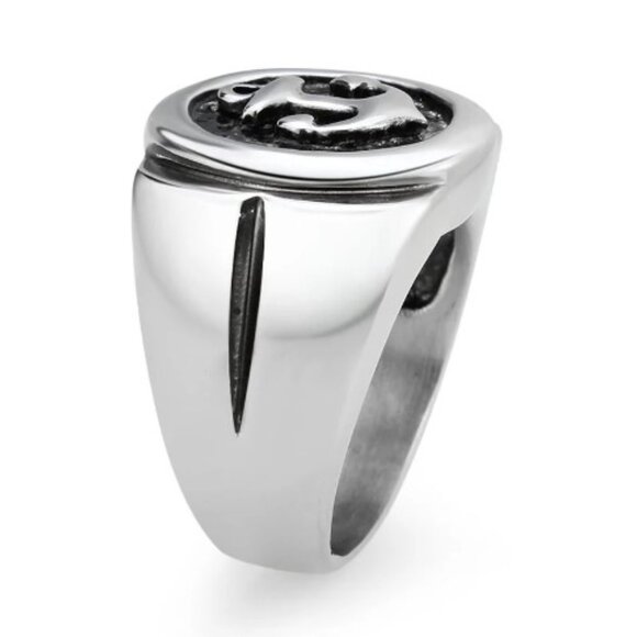 STAINLESS STEEL Men's Nautical Anchor Ring - Picture 13 of 15